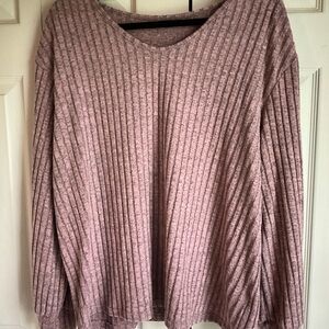 Pink with dark gray v-neck top.  Never worn!